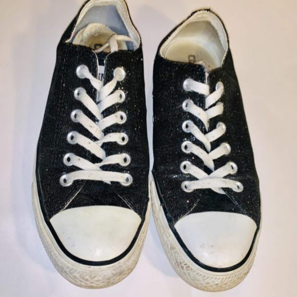 Black Glitter Converse Shoes
